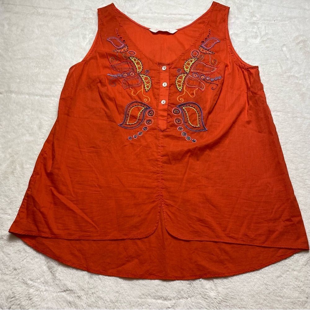 Holiday By Megan Park Beaded Embroidered Orange Sleeveless Top Size 3